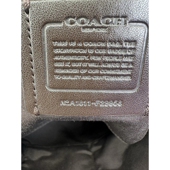 COACH Tote Purse F29958 Signature Canvas Leather Beige White Zipper Shoulder - Picture 9 of 16